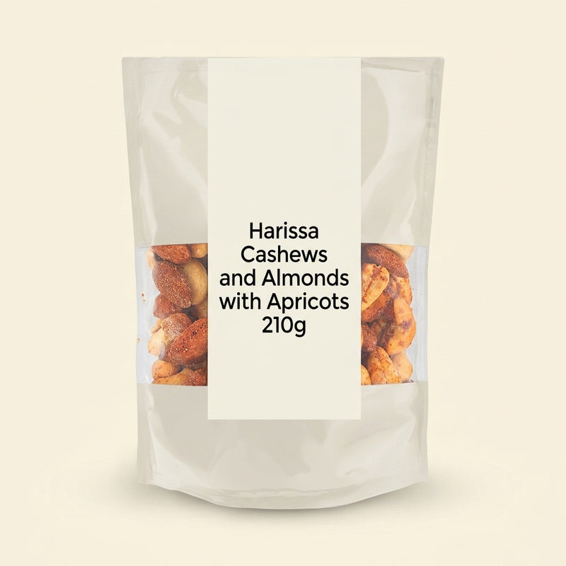 Holland & Barrett Harissa Spiced Cashew and Almond Mix with Apricots 210g, imported from the UK