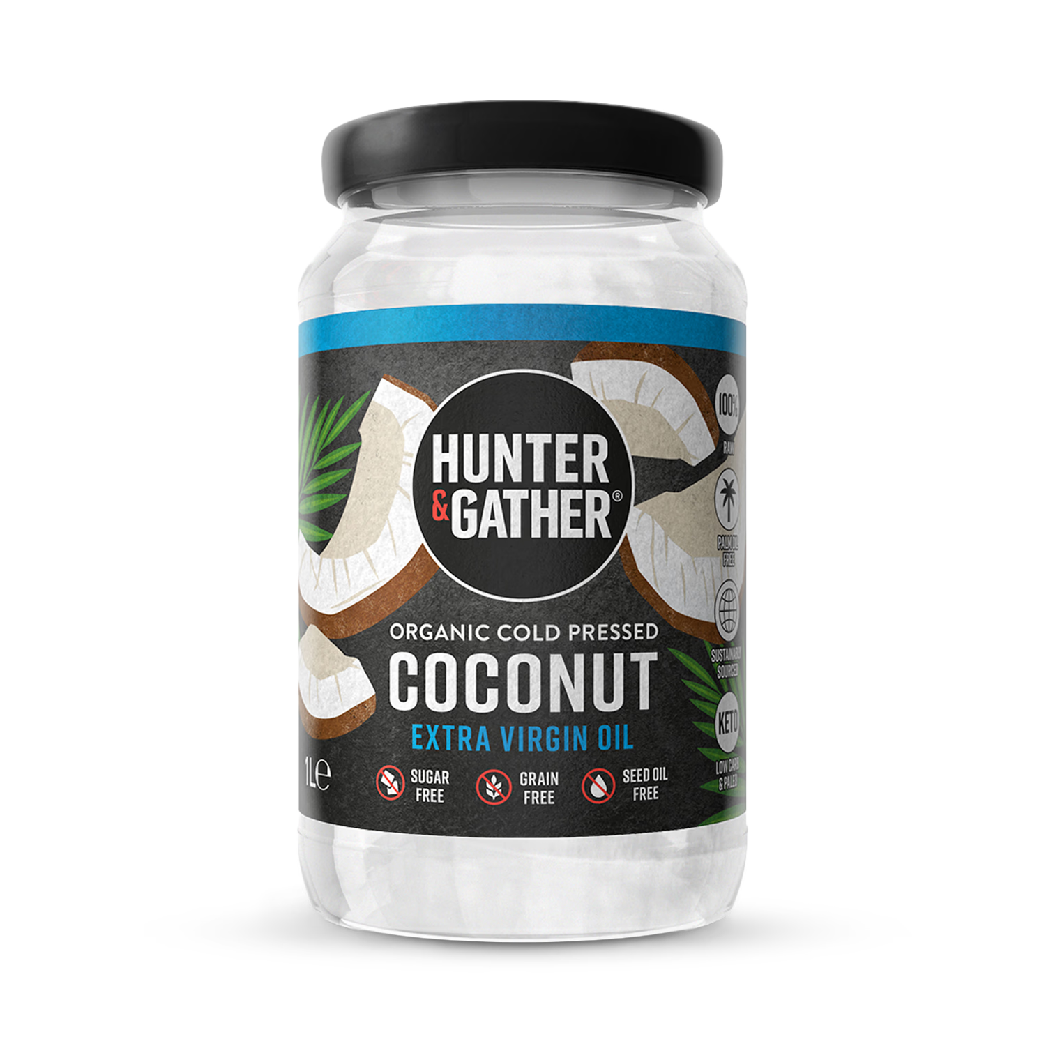 Hunter & Gather organic coconut oil 1L Extra Virgin, UK version