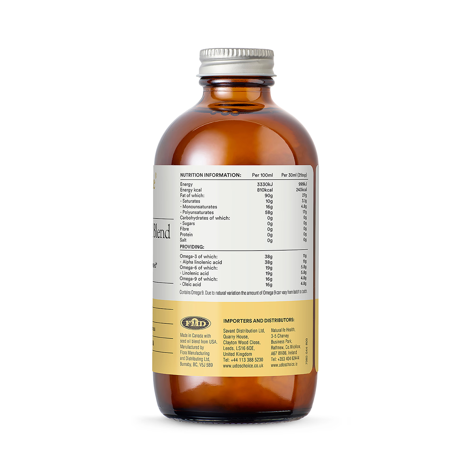 Udo's Choice organic omega 3-6-9 oil blend 250ml, UK version