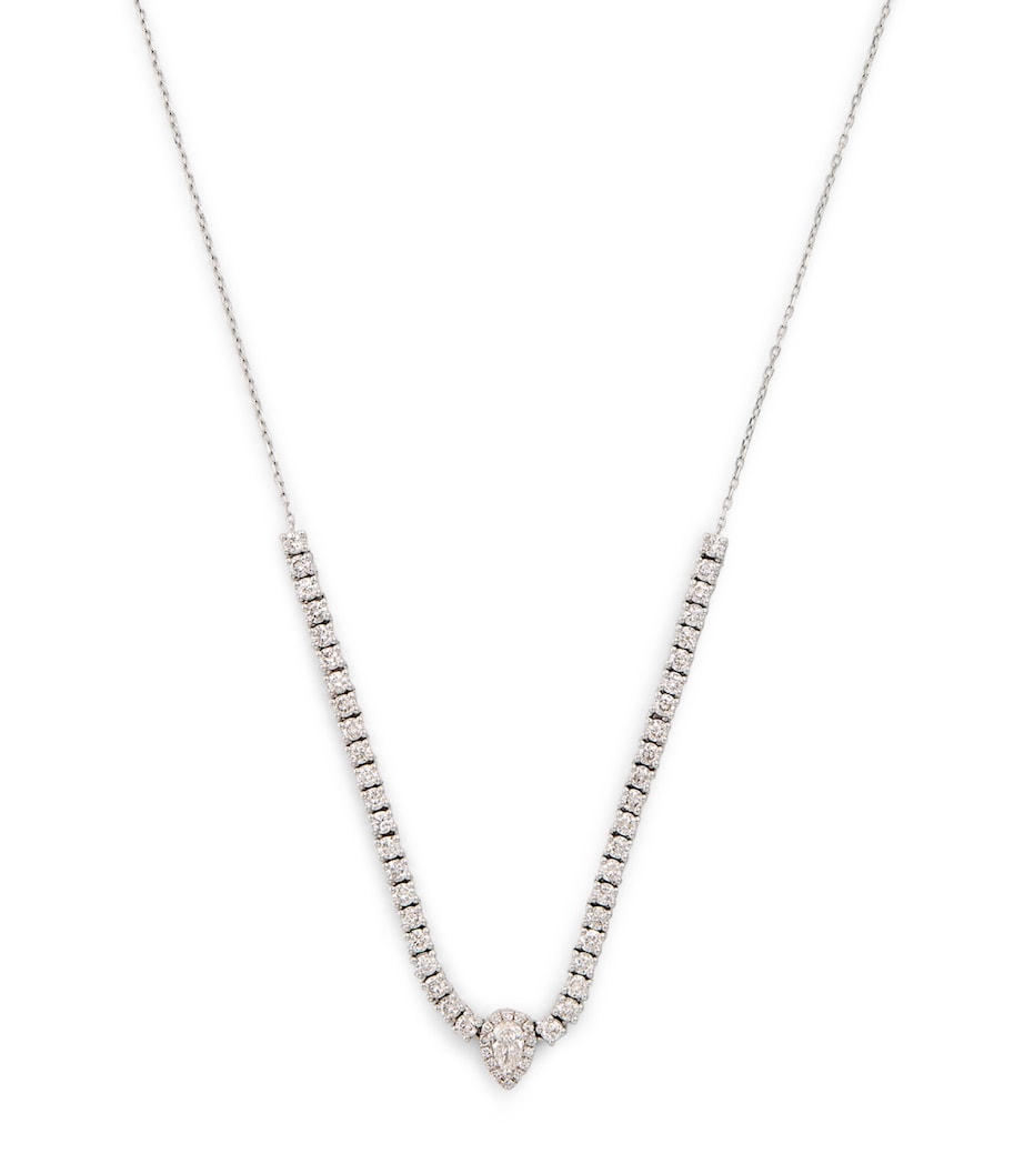 Persée white gold diamond pear tennis necklace, imported from the UK