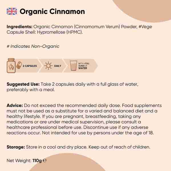 WeightWorld organic cinnamon capsules 1000mg 180 capsules - British product