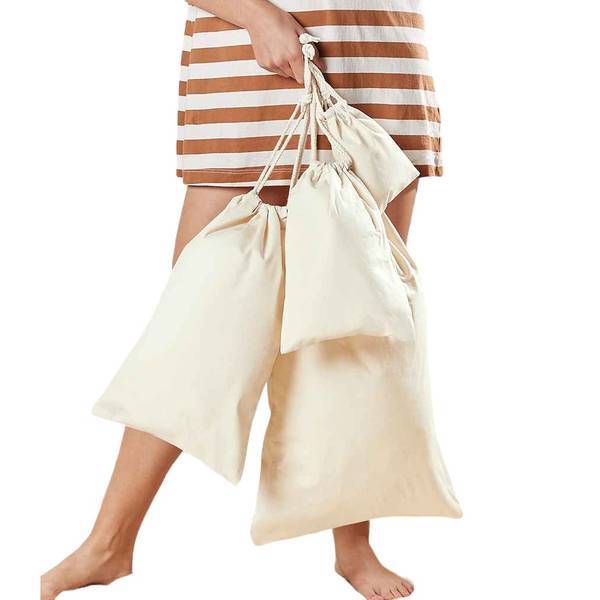 Westford Mill Premium Organic Drawstring Bag 34cm x 23cm, imported from the UK