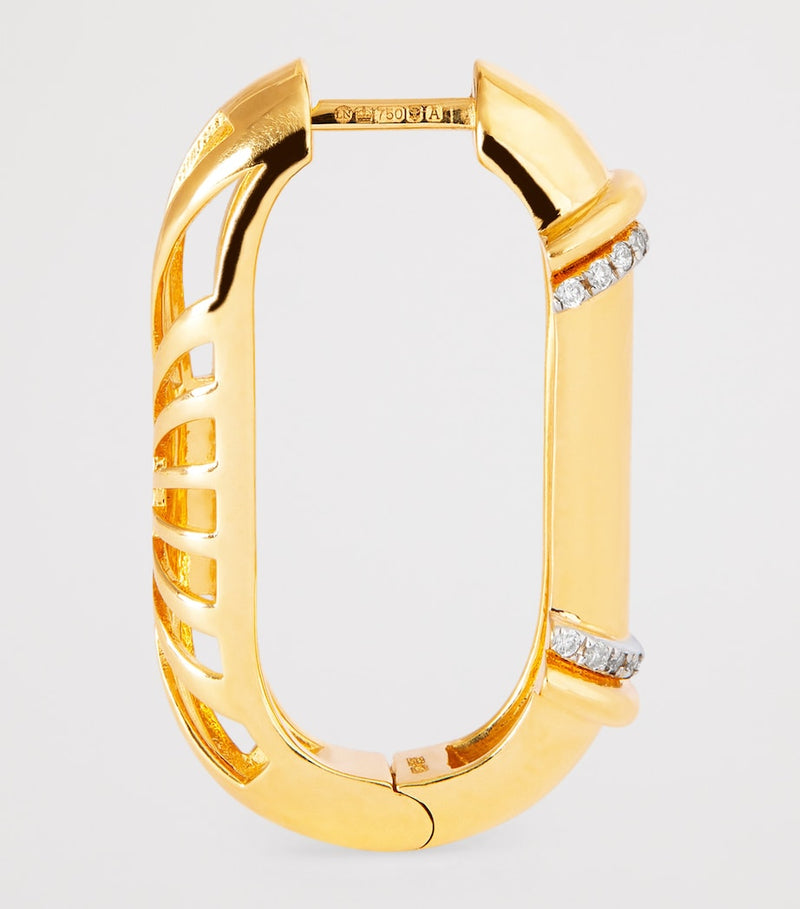 L'Atelier Nawbar yellow gold diamond Buoy Lock earrings - British product