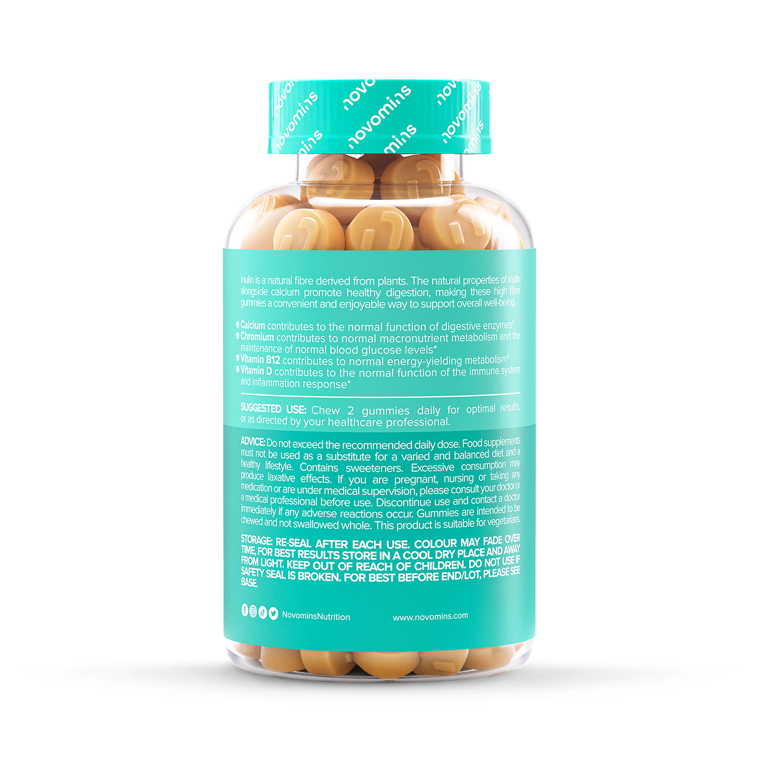 Novomins Fibre Orange Gummies 60 pack, imported from the UK