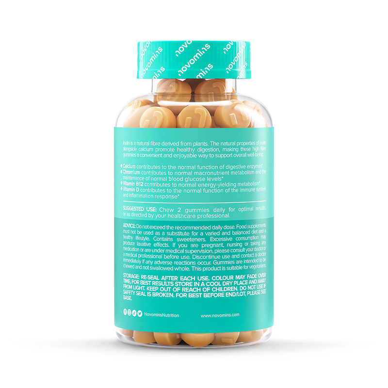 Novomins Fibre Orange Gummies 60 pack, imported from the UK