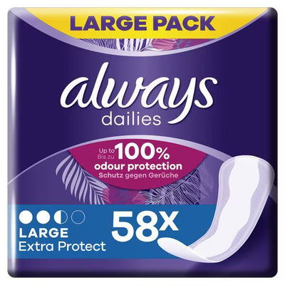 Superdrug Always Dailies Panty Liners Extra Protect Long 58 Pack - Kjøp online hos McGrocer