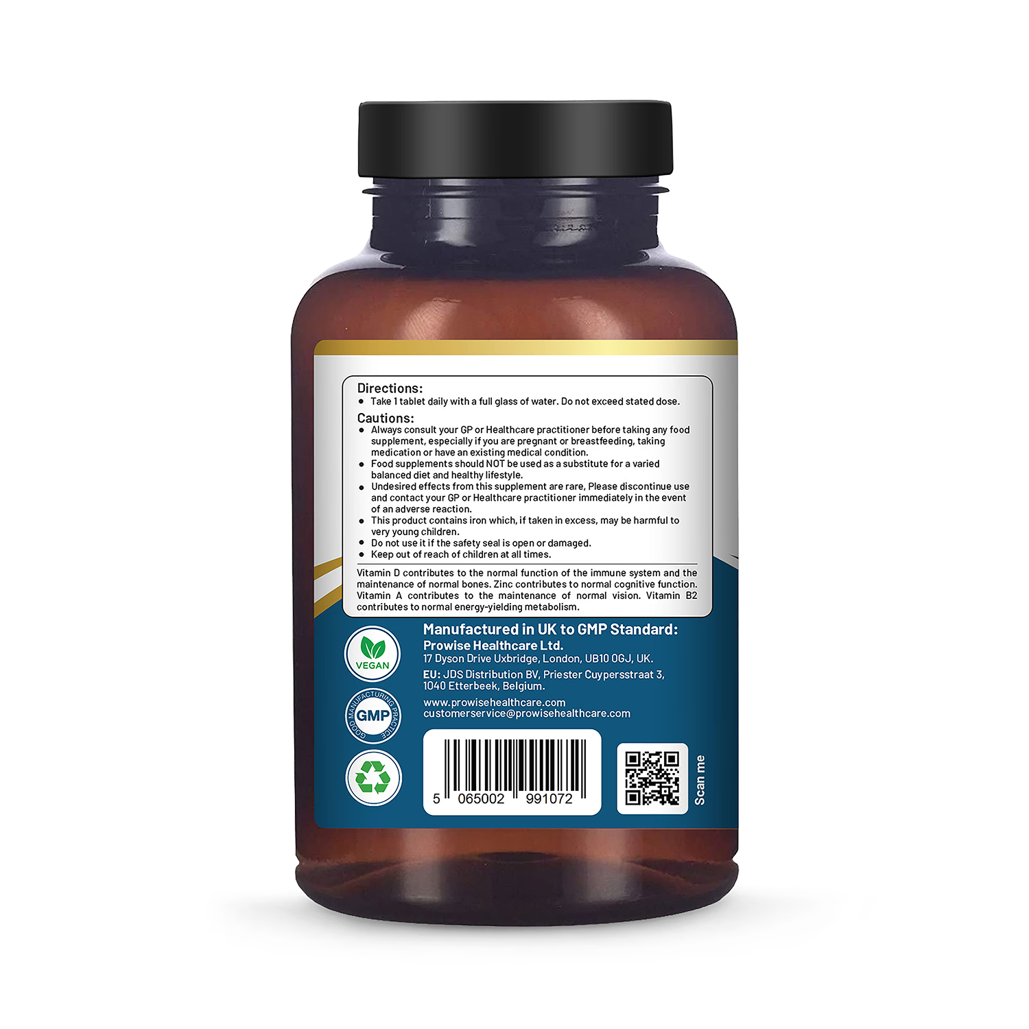 Prowise Healthcare A-Z multivitamin tablets 365 vegan, UK version