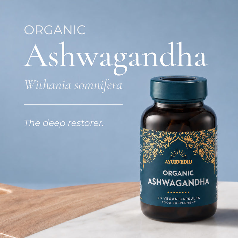 Ayurvediq organic ashwagandha with black pepper capsules 60s - British product