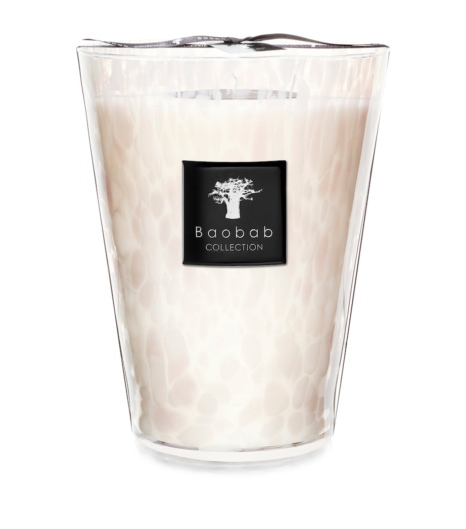 Baobab Collection White Pearls Pillar Candle 24cm - British product