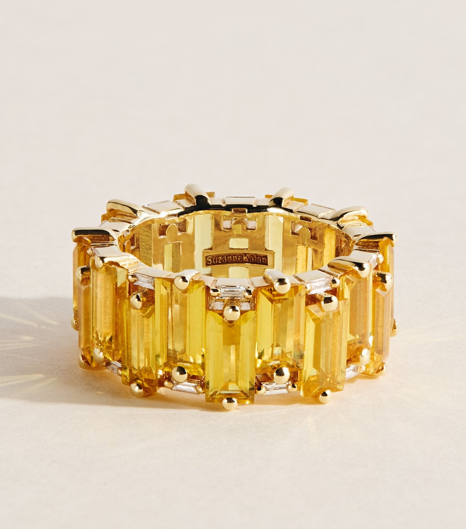 Suzanne Kalan yellow gold diamond sapphire ring size 7 - British product