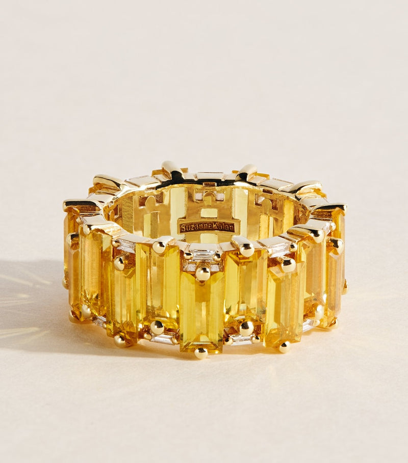 Suzanne Kalan yellow gold diamond sapphire ring size 7 - British product