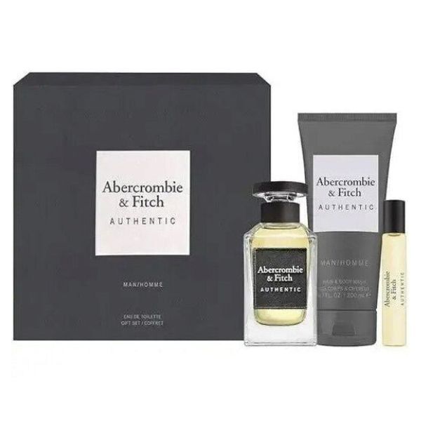 Abercrombie & Fitch Authentic Man EDT gift set 100ml 15ml 200ml (British brand)