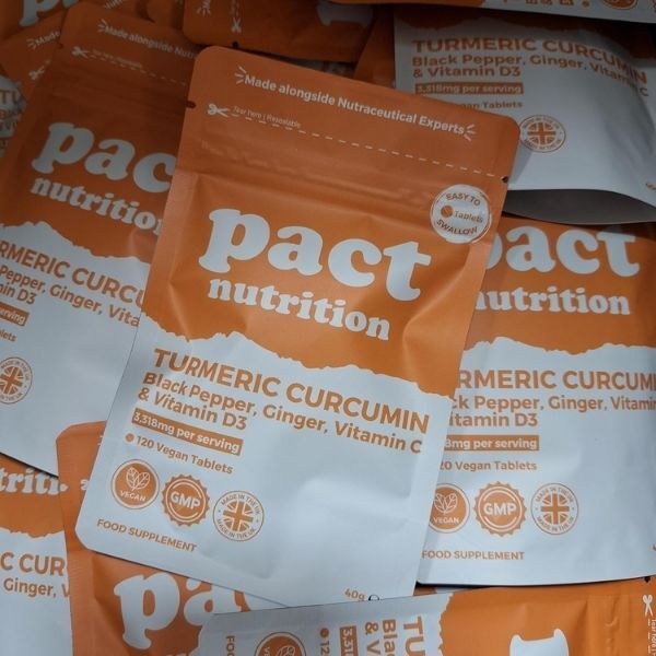 Pact Nutrition Turmeric Ginger Black Pepper tablets 120 count - British product