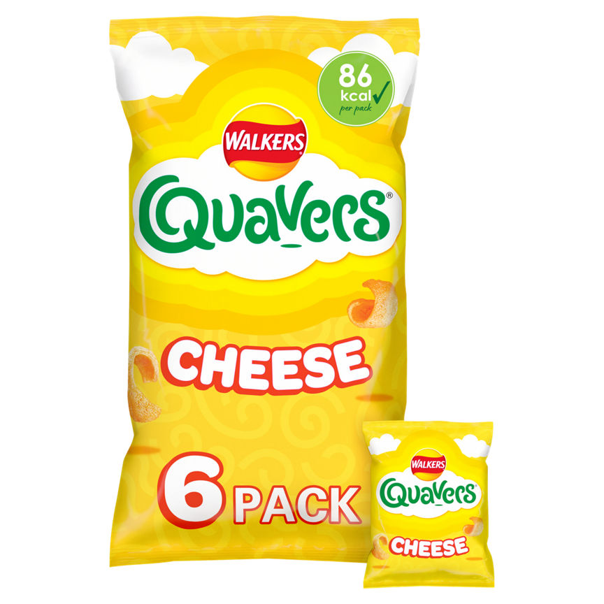 Walkers Quavers Cheese Multipack Snacks Crisps 6x16g GOODS ASDA   