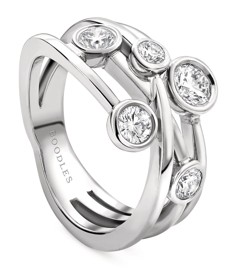 Boodles Raindance platinum diamond ring, imported from the UK