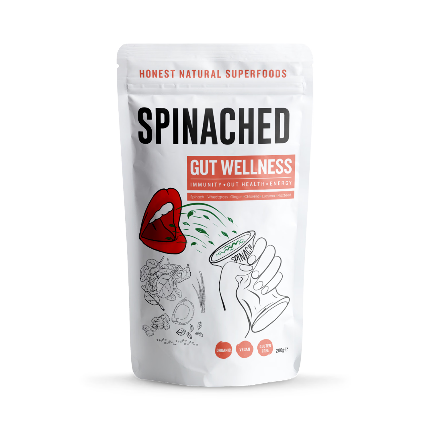 Spinached Gut Wellness superfood powder 200g, UK version
