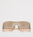 Lunettes de soleil bouclier sans monture Miu Miu avec branches en métal (marque britannique)