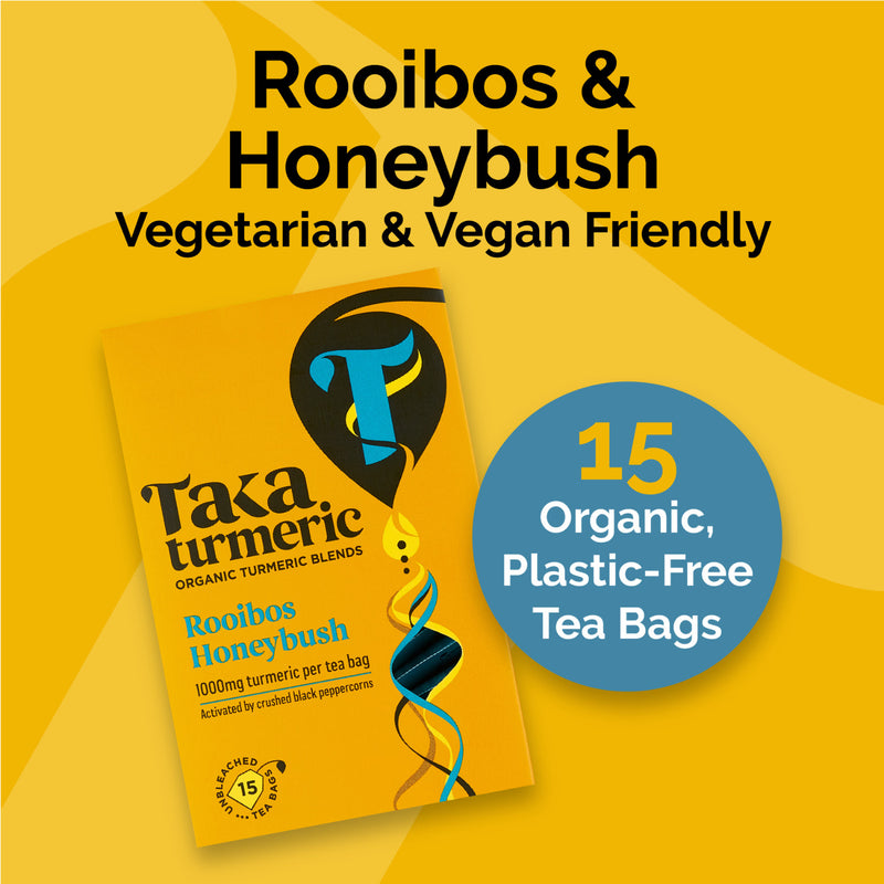 Taka Turmeric organic rooibos honeybush turmeric tea 15 teabags, UK version