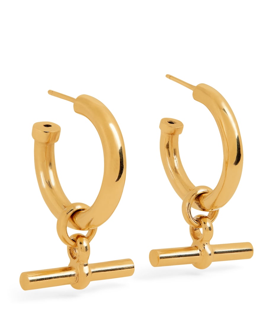 Tilly Sveaas large gold-plated T-bar hoop earrings, UK version