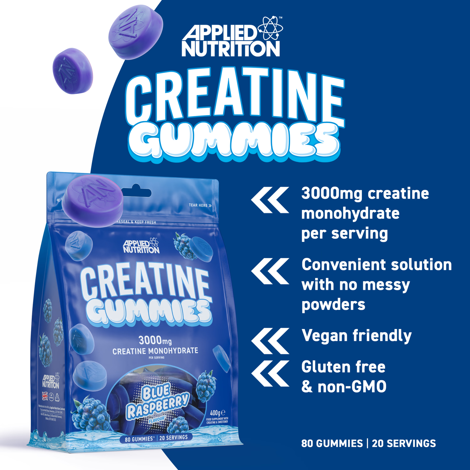 Applied Nutrition Creatine Gummies Blue Raspberry 400g - British product