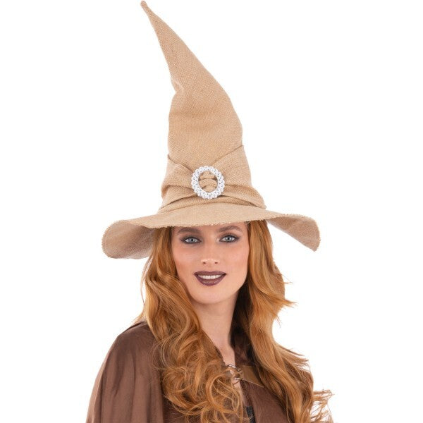 Smiffys burlap witch hat with buckle - British product