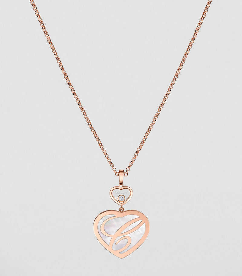 Chopard Happy Hearts pendant necklace rose gold mother-of-pearl diamond, imported from the UK