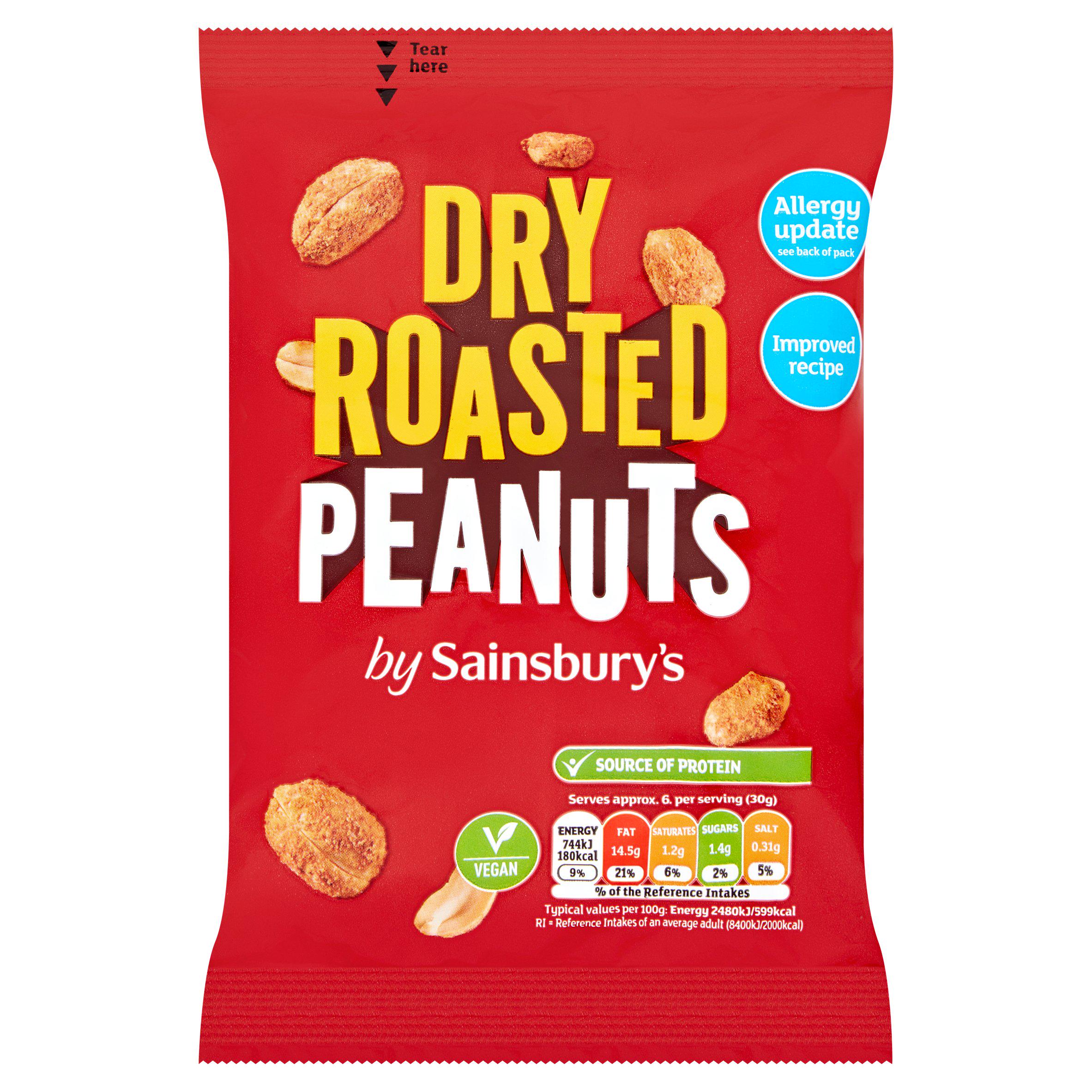 Sainsbury's Dry Roasted Jumbo Peanuts 200g Lunchbox snacking Sainsburys   