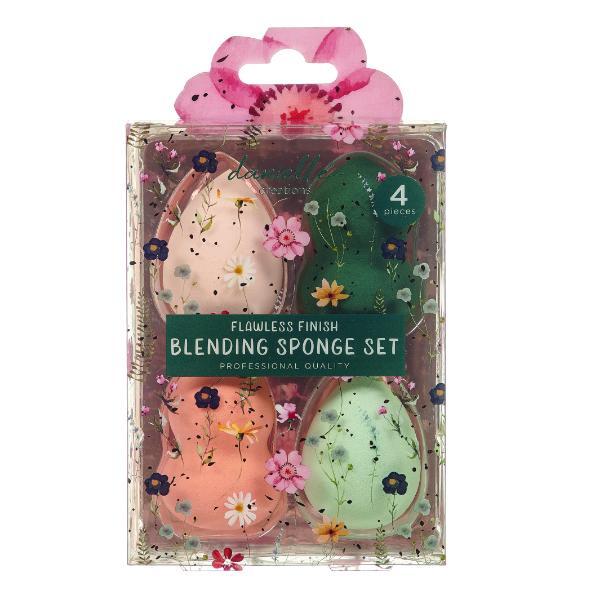 Danielle Creations painted floral cosmetic sponge set 4 pack, imported from the UK