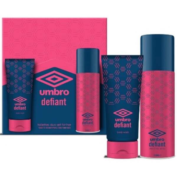 Umbro Defiant For Her gift set 150ml body spray and body wash, imported from the UK