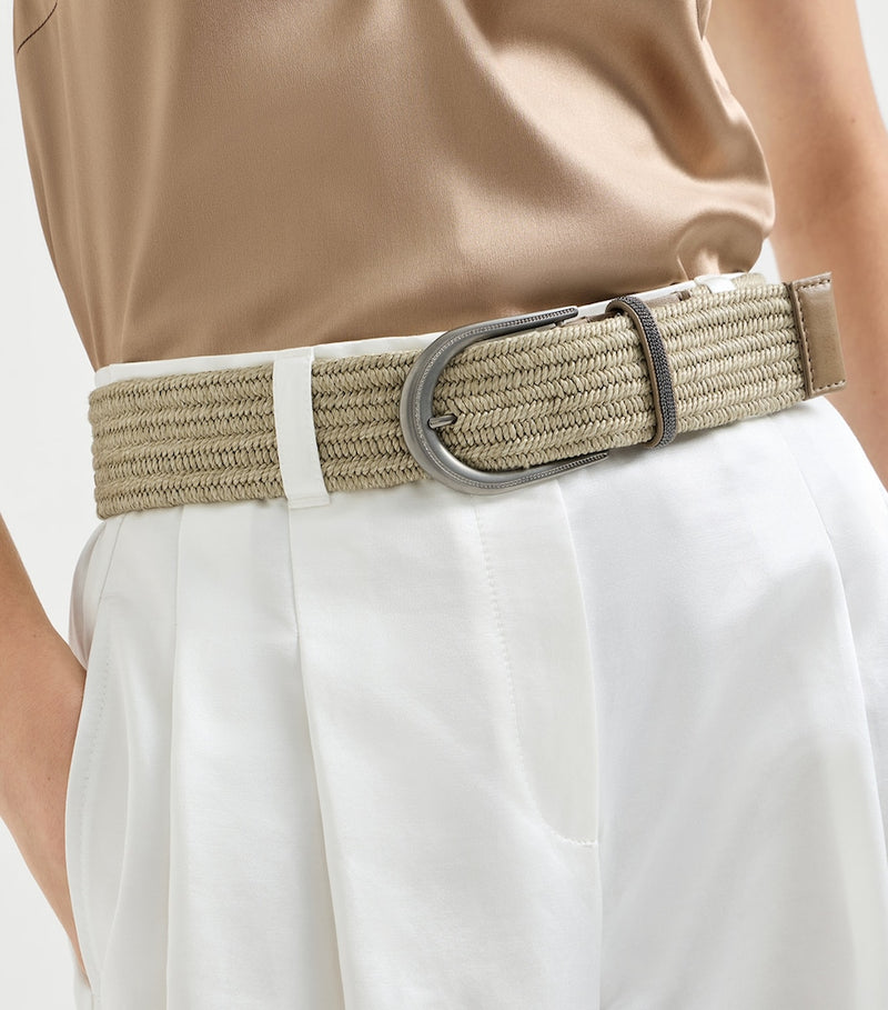 Brunello Cucinelli linen blend braided belt with monili beads - British product