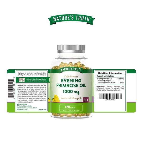 Nature's Truth Evening Primrose Oil 1000mg 120 softgels, UK version