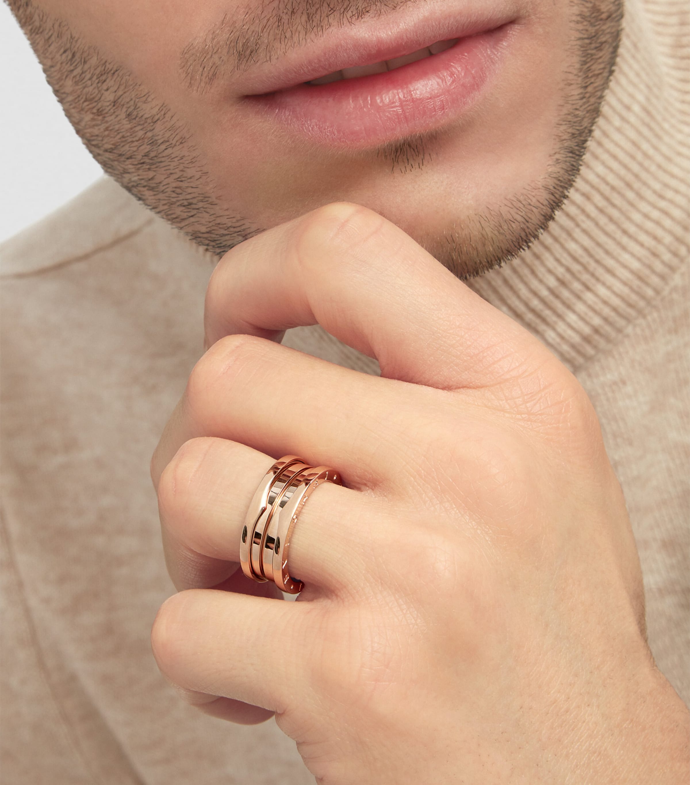 Bvlgari B.zero1 three-band rose gold ring - British product