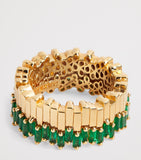 Suzanne Kalan eternity ring with baguette emeralds and yellow gold - British product