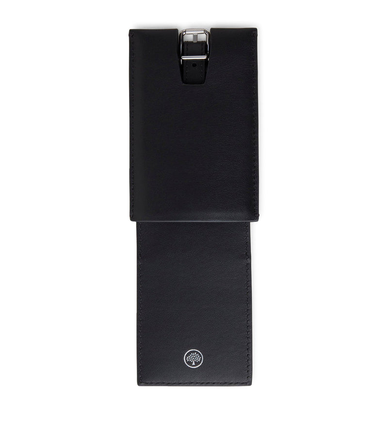 Mulberry calfskin leather luggage tag with gold foil stamp, imported from the UK