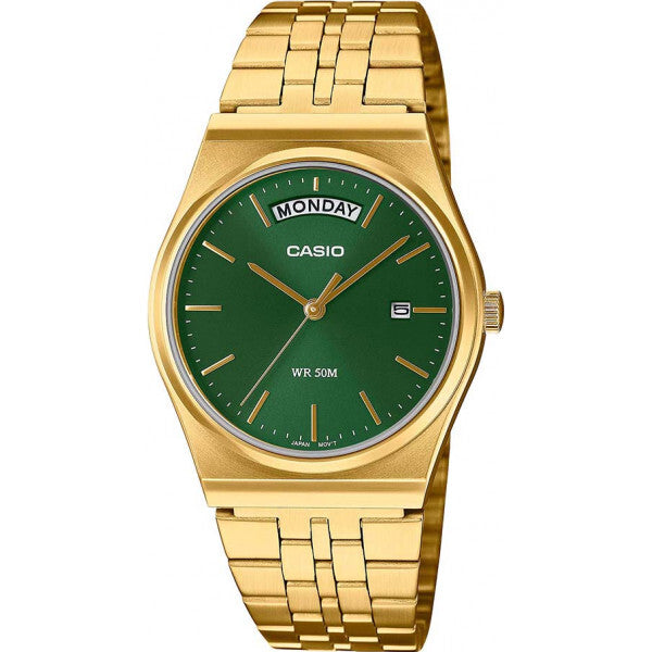 Casio gold men's watch with stainless steel bracelet, imported from the UK