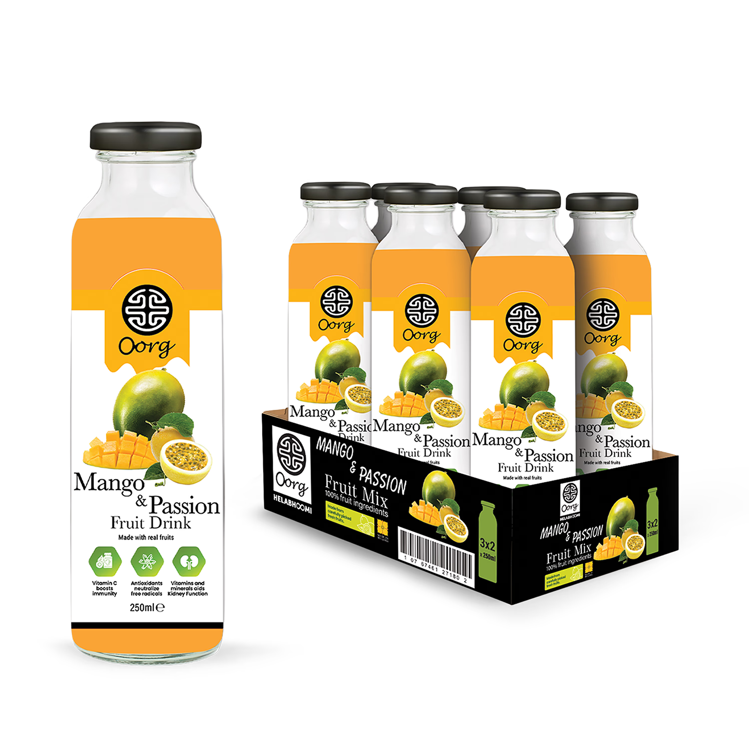 OORG mango and passionfruit juice 250ml 6 pack, imported from the UK