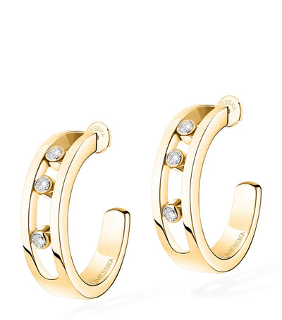 Harrods Messika Move Classique Yellow Gold and Diamond Hoop Earrings (0.09ct)- Buy online at McGrocer