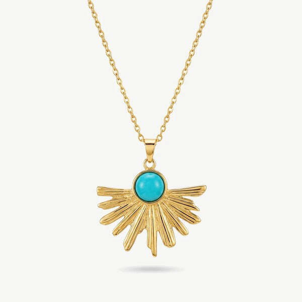 MUCHV gold turquoise sun necklace 45cm (British brand)