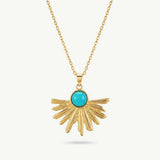 MUCHV gold turquoise sun necklace 45cm (British brand)