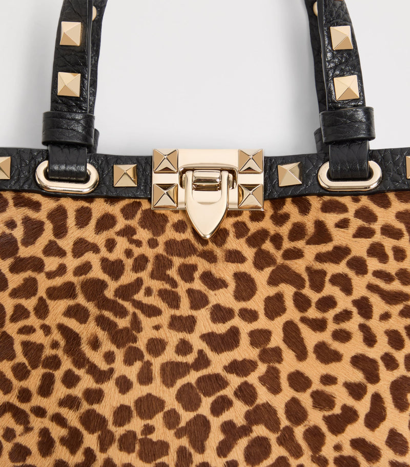 Valentino Garavani mini leather Rockstud bag leopard print, imported from the UK