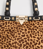 Valentino Garavani mini leather Rockstud bag leopard print, imported from the UK
