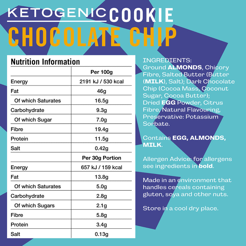 Fatt chocolate chip cookies low carb 12x30g (British brand)