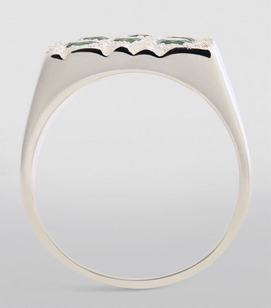 Bleue Burnham sterling silver rose garden signet ring, UK version