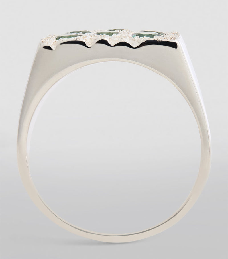 Bleue Burnham sterling silver rose garden signet ring, UK version