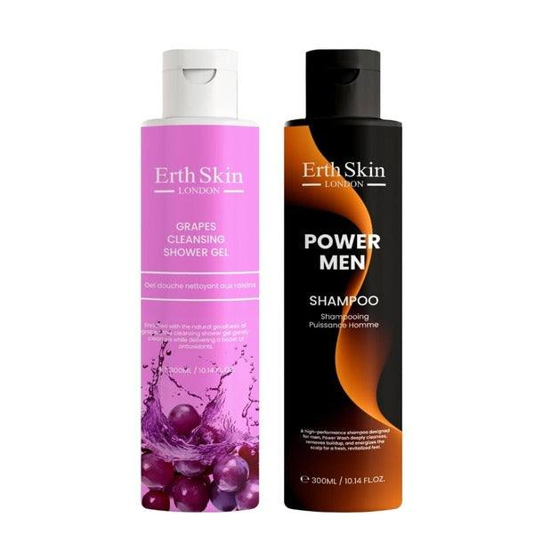 Erth Skin London Power Shampoo and Shower Gel 2x300ml (British brand)
