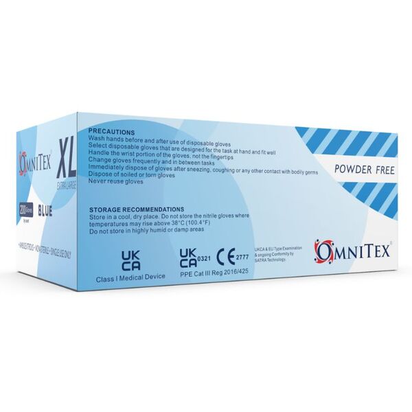 Omnitex Disposable Blue Nitrile Gloves- XL | Box-200pcs GOODS Superdrug   