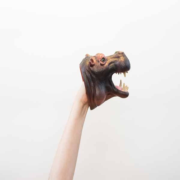 Wild Thingz hippo hand puppet, realistic features, UK version