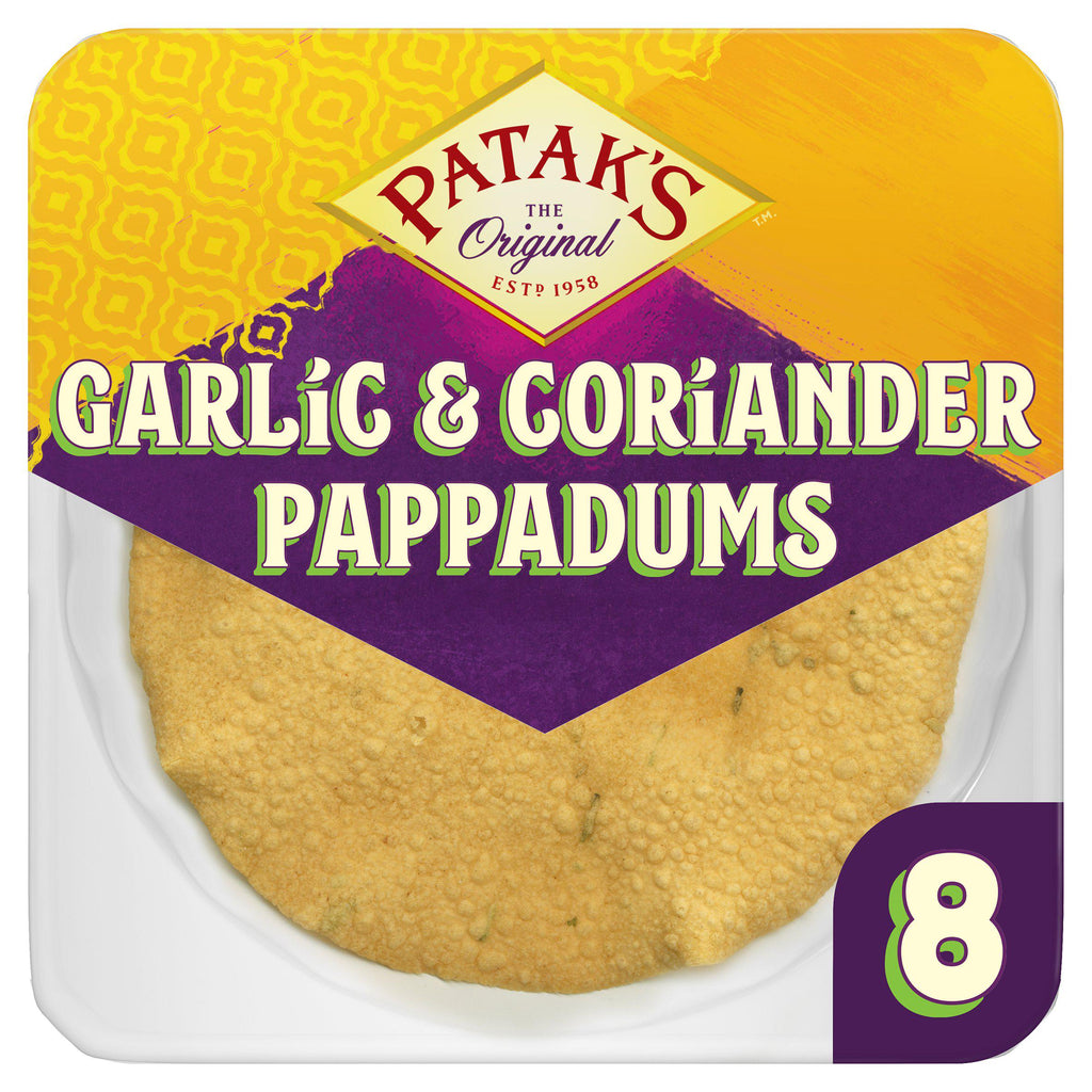 Patak’s Garlic & Coriander Poppadoms x8