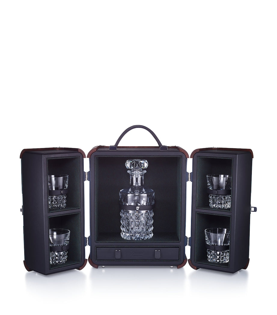 Baccarat Octogone Trunk luxury liquor cabinet in French oak and leather - British product