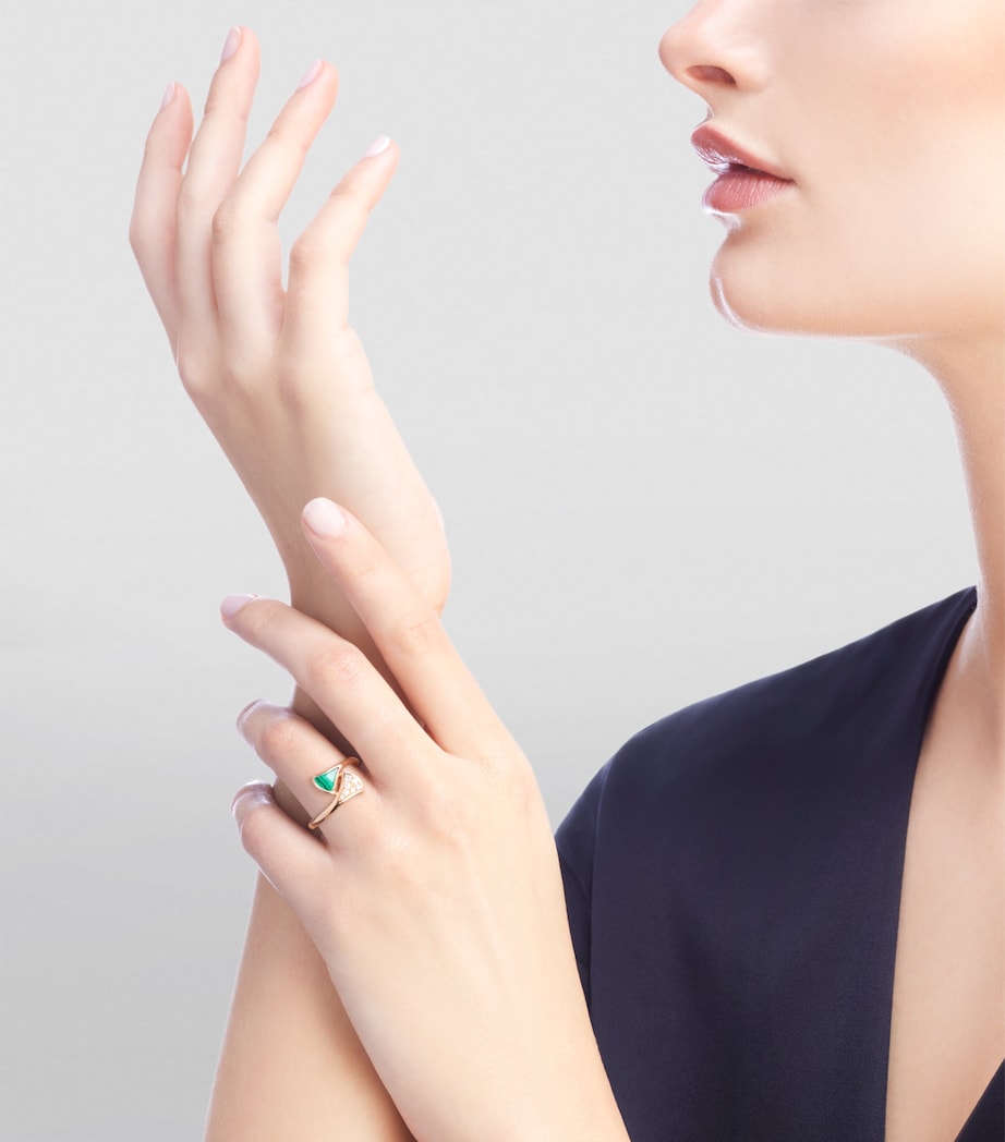 Bvlgari rose gold diamond malachite Divas' Dream ring, imported from the UK